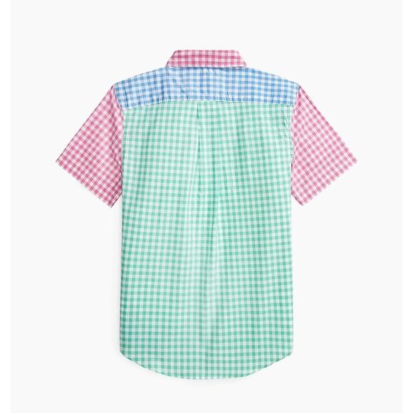 Polo Ralph Lauren Boy's Gingham Colorblock Short-Sleeve Button Down Shirt Size 6 - Picture 3 of 8